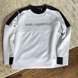 Karl Lagerfeld Black and White Crewneck Sweater xl fast ship